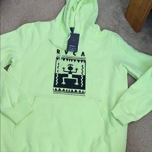 New Men’s hoody RVCA neon lime top pullover S